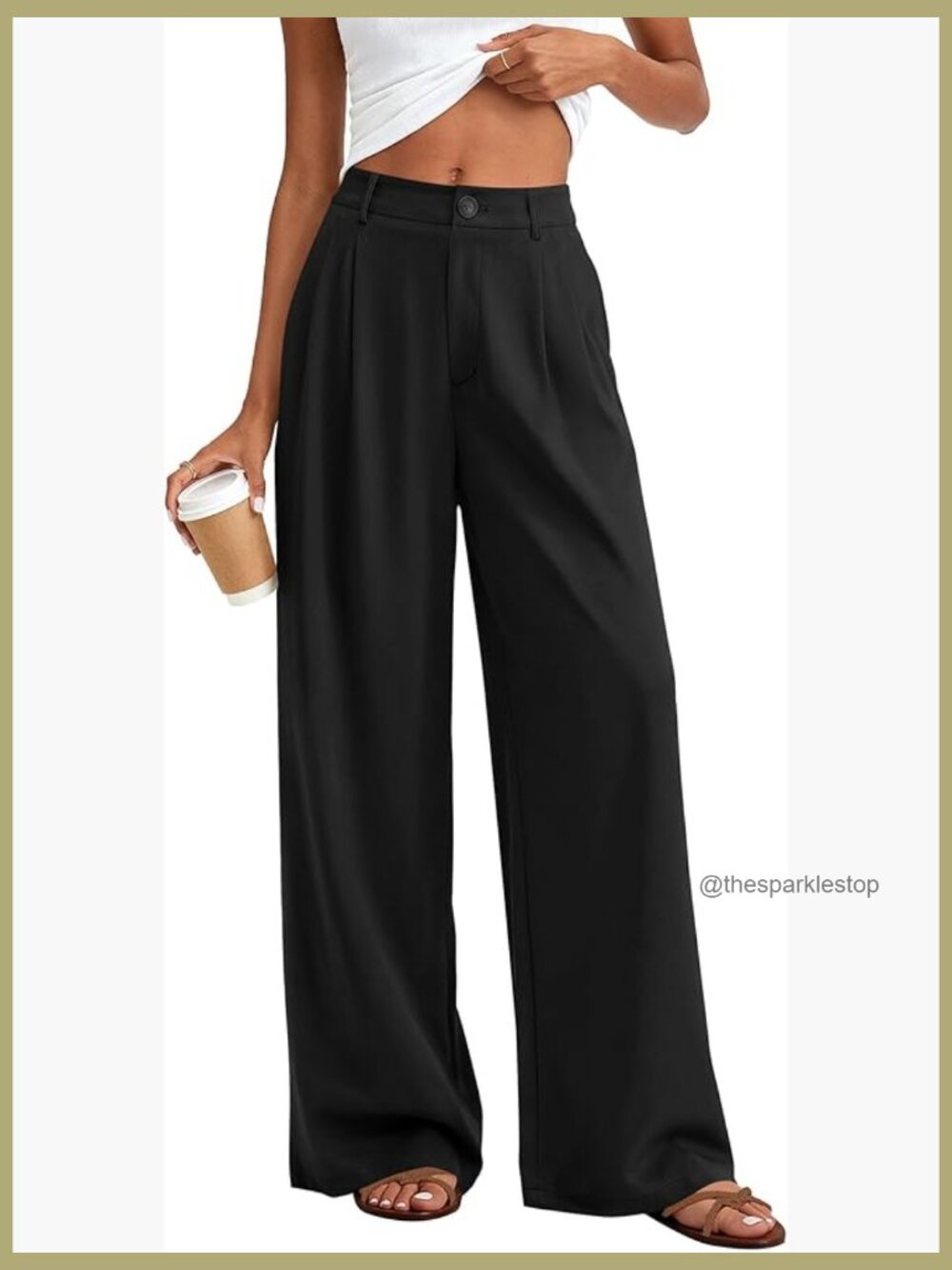 Polka Dot Wide Leg Palazzo Trousers Flowy Business Casual Slacks with Pockets